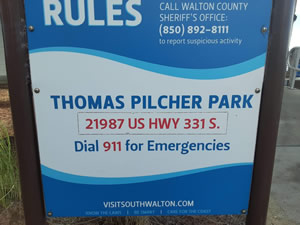 sign at thomas pilcher park santa rosa beach, fl